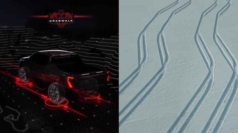 GMC Hummer EV Crabwalk κίνηση στο πλάι