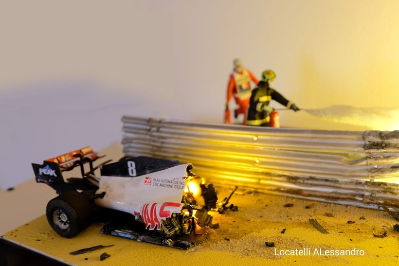 Romain Grosjean Crash Διόραμα Alessandro Locatelli