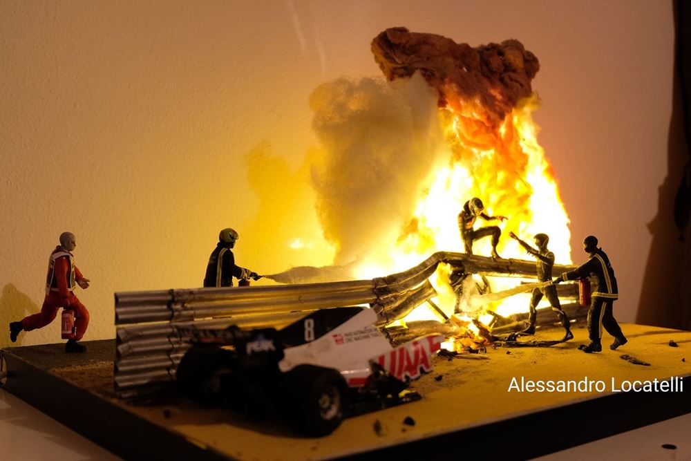 Romain Grosjean Crash Διόραμα Alessandro Locatelli