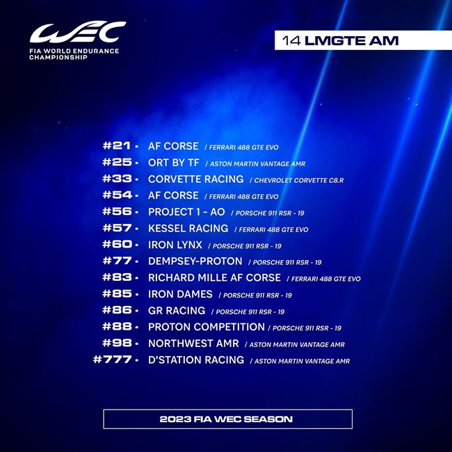 WEC Entry List GTEAM