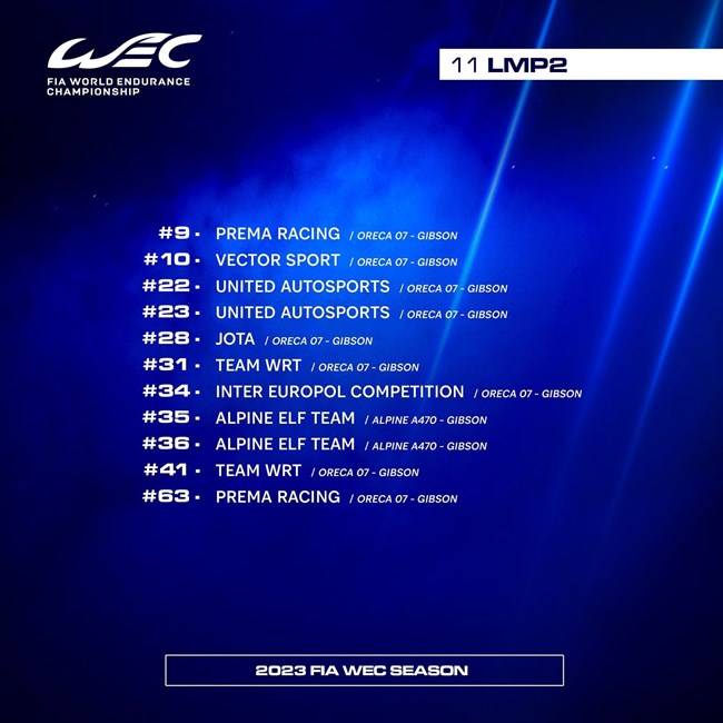 WEC Entry List LMP2