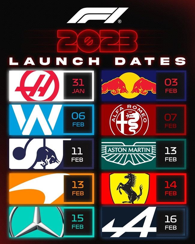 F1 2023 Launch Calendar