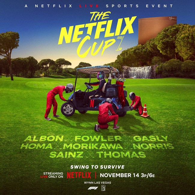 Netflix Cup ζωντανή μετάδοση αγώνα F1 και γκολφ