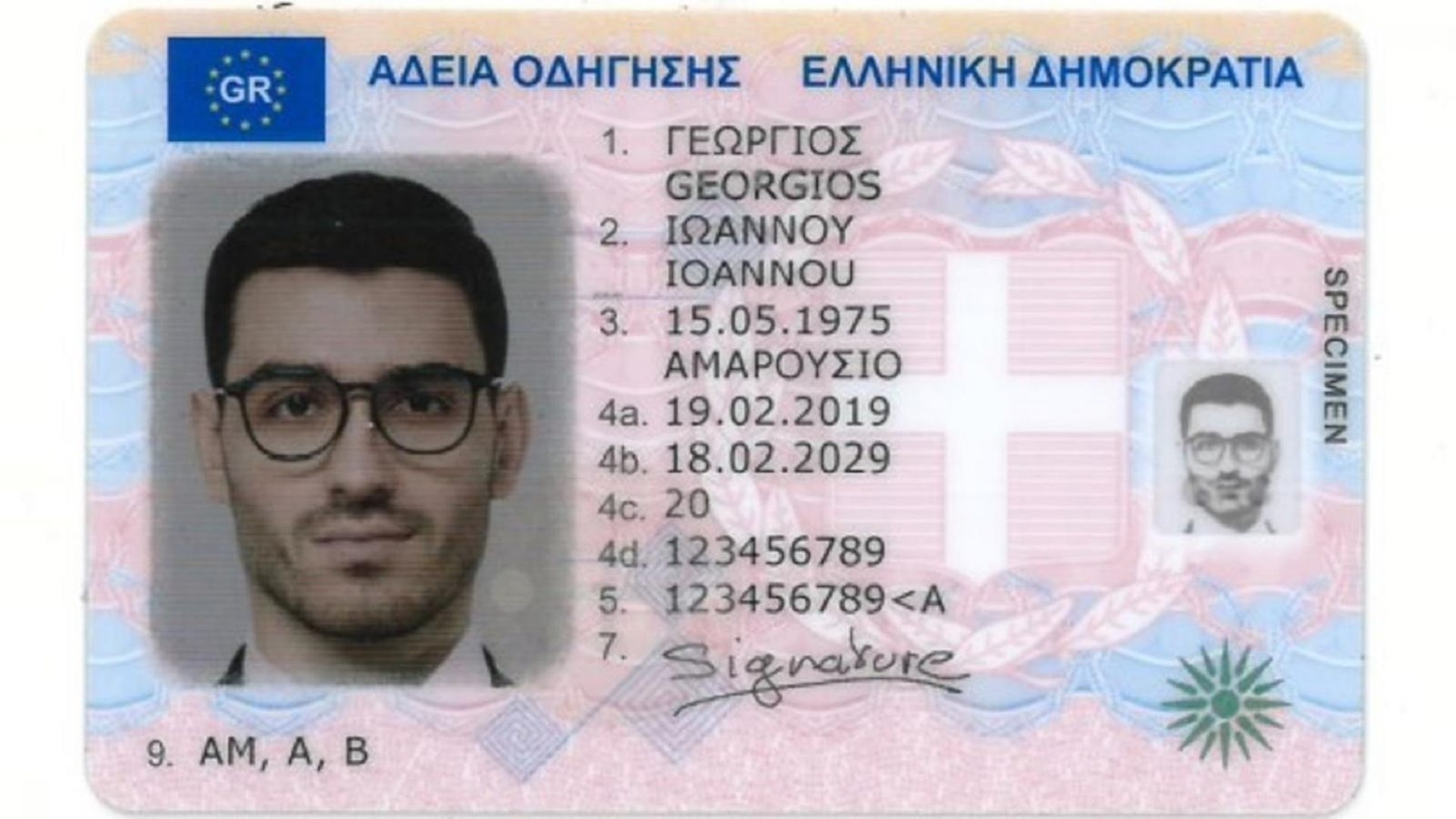 Δίπλωμα Οδήγησης Δείγμα