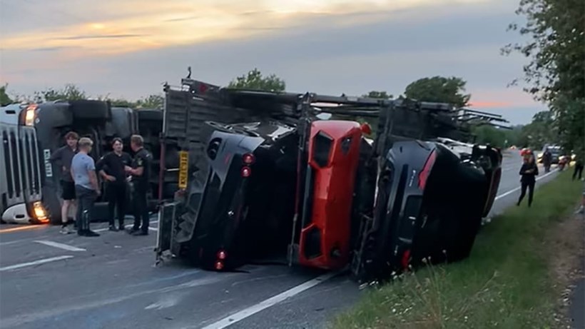 Supercar trailer accident