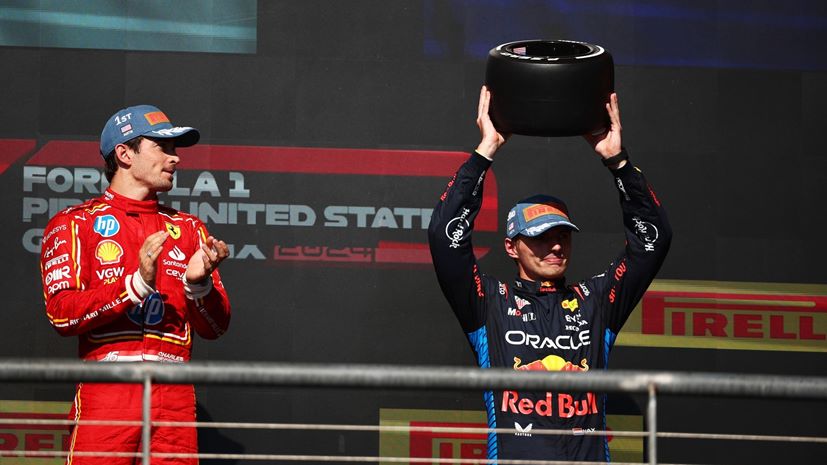 F1 Grand Prix ΗΠΑ βάθρο leclerc Verstappen
