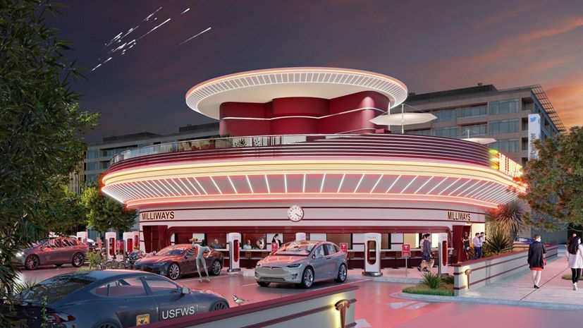 Tesla Dine & Drive-in Supercharger