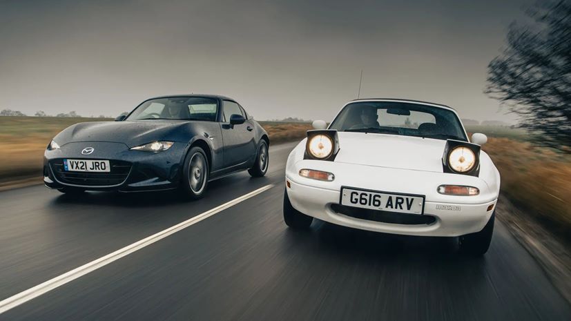 Mazda MX5 old and new topgear